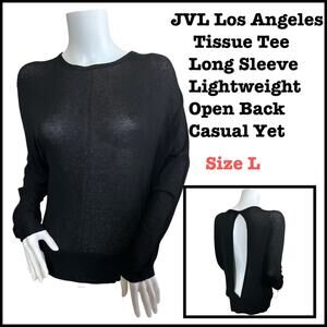#T78 NWOT JVL Los Angeles Open Back Long Sleeve Lightweight Pullover SZ L $99